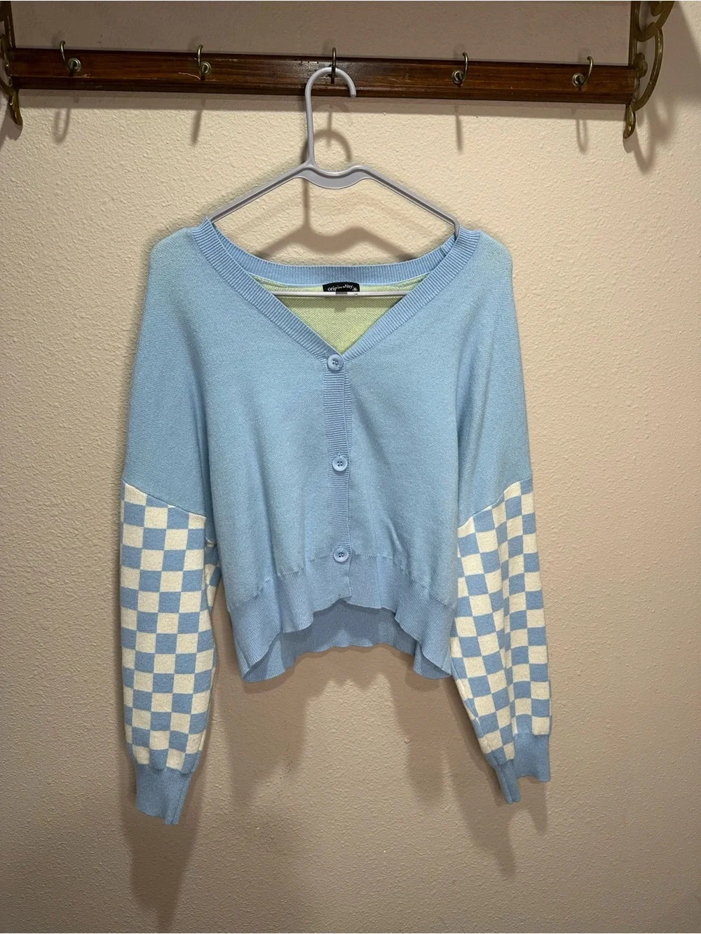 Light Blue Daisy Smile Knit Sweater Cardigan - Picture 2 of 3